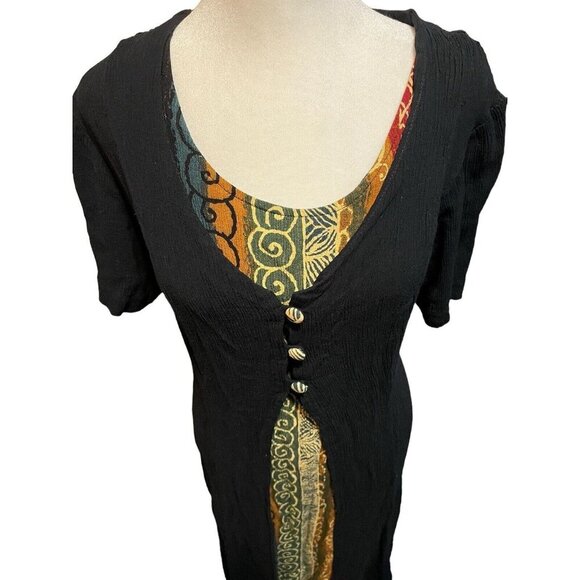 Jamie Brooke Women's Size 20 Maxi Dress Fake 2 Piece Dress Tie Back Short Sleeve - Picture 2 of 8